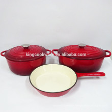 Wholesale red enamel cast iron casserole set--cast iron pot/cast iron pan